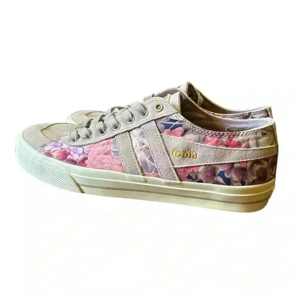 Quota II Liberty PJ Lavender Floral Print Leather Sneakers - Picture 1 of 5